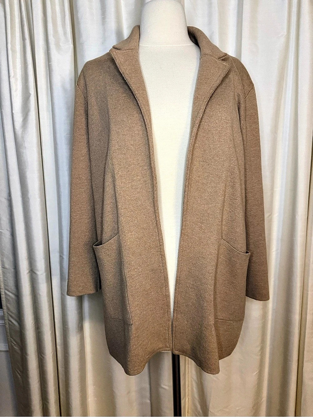 J.Crew Juliette Sweater Blazer Small Heather Camel Khaki Merino Wool Long Cardig